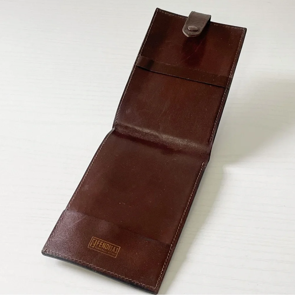 Fendi vintage brown monogram zucca canvas and leather bifold wallet